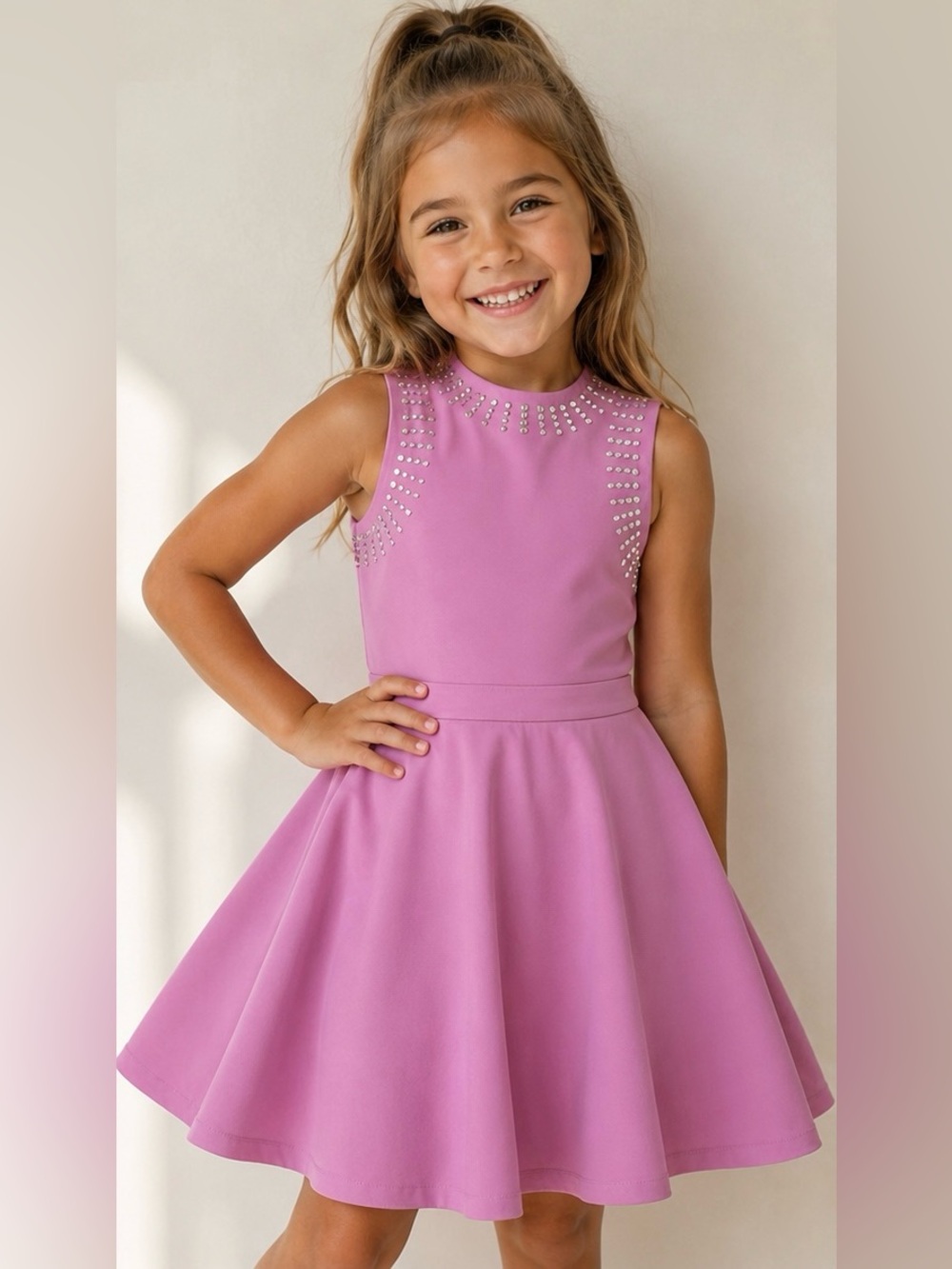 Nicole Miller Sleeveless Lavender-Pink Rhinestone Party Dress